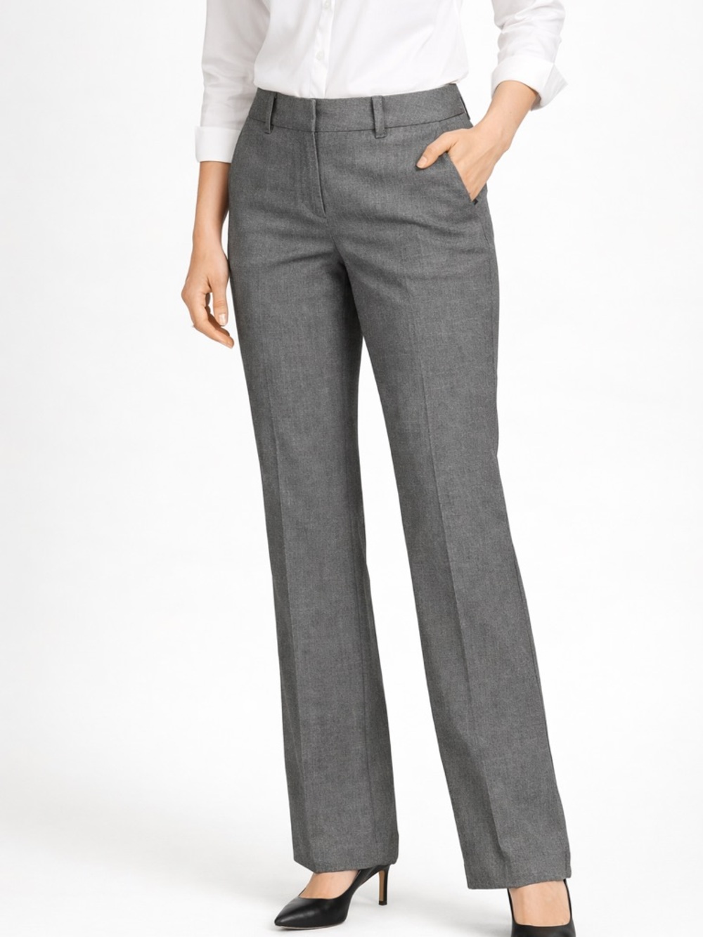 Dockers Curvy Fit Gray Career Pants Sz 4 Stretch Mid Rise 29x31 Work Office